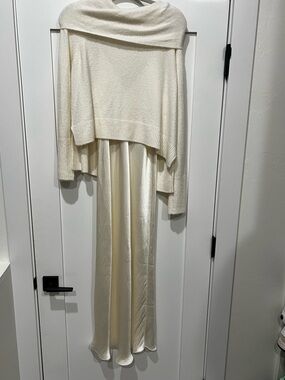 Chelsea & Violet Cream Lightweight Knit Sweater + Slip Dress
